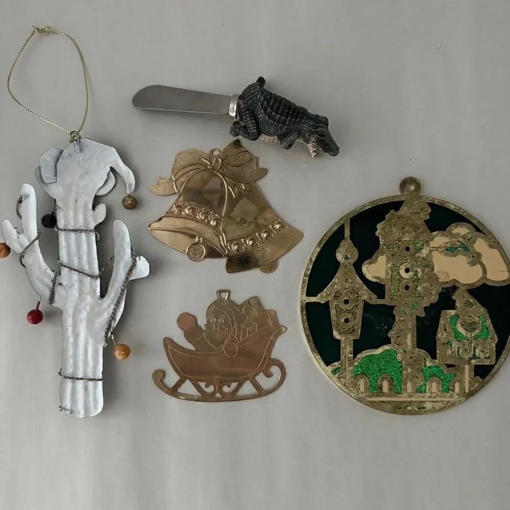 Vintage Lot Of 5 Miscellaneous Christmas Tree Ornaments